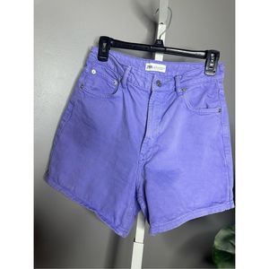 Zara Women’s High Rise Jean Shorts Purple Denim size 6